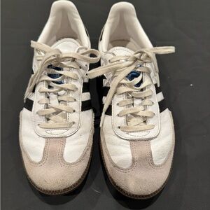 Adidas Men's White and Black Sneakers with Beige Accents